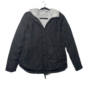 Free country Womens Black Zip Up Hooded Jacket Size M‎